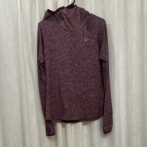 Nike Marled Hooded Long Sleeve Top - Maroon